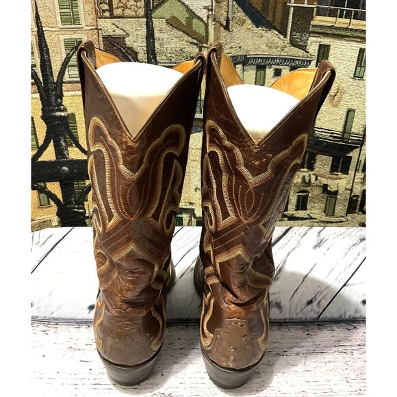 Vintage Cat's Paw Neoprene Ostrich Mens Leather Western Cowboy Boots - Picture 11 of 15